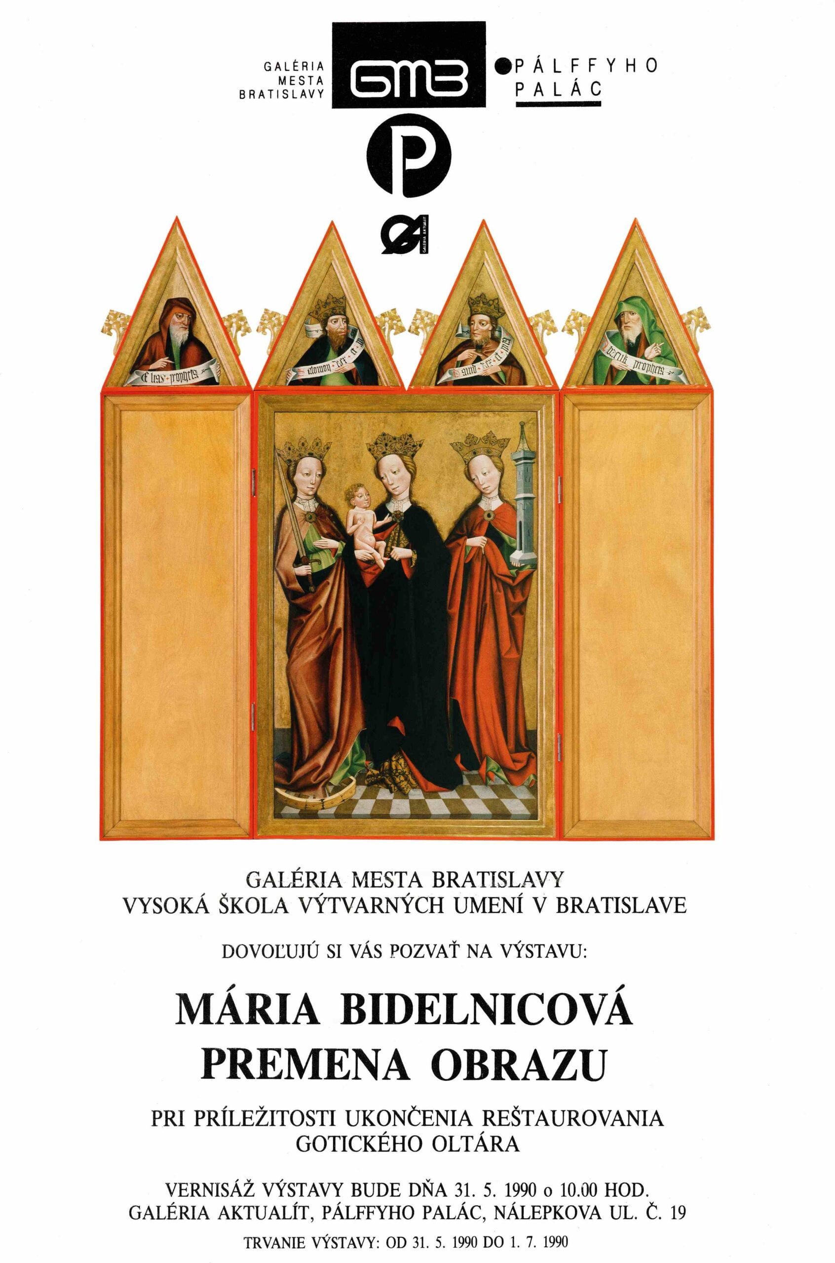 Výstava pod názvom Mária Bidelnicová – Premena obrazu, 1990
